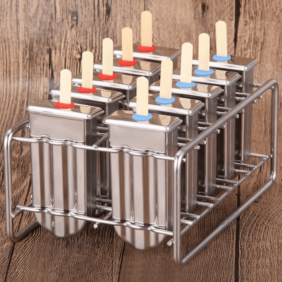 Ensemble de moules à glace en acier inoxydable avec support, 6 ou 10 moules, démoulage facile - Hommfer