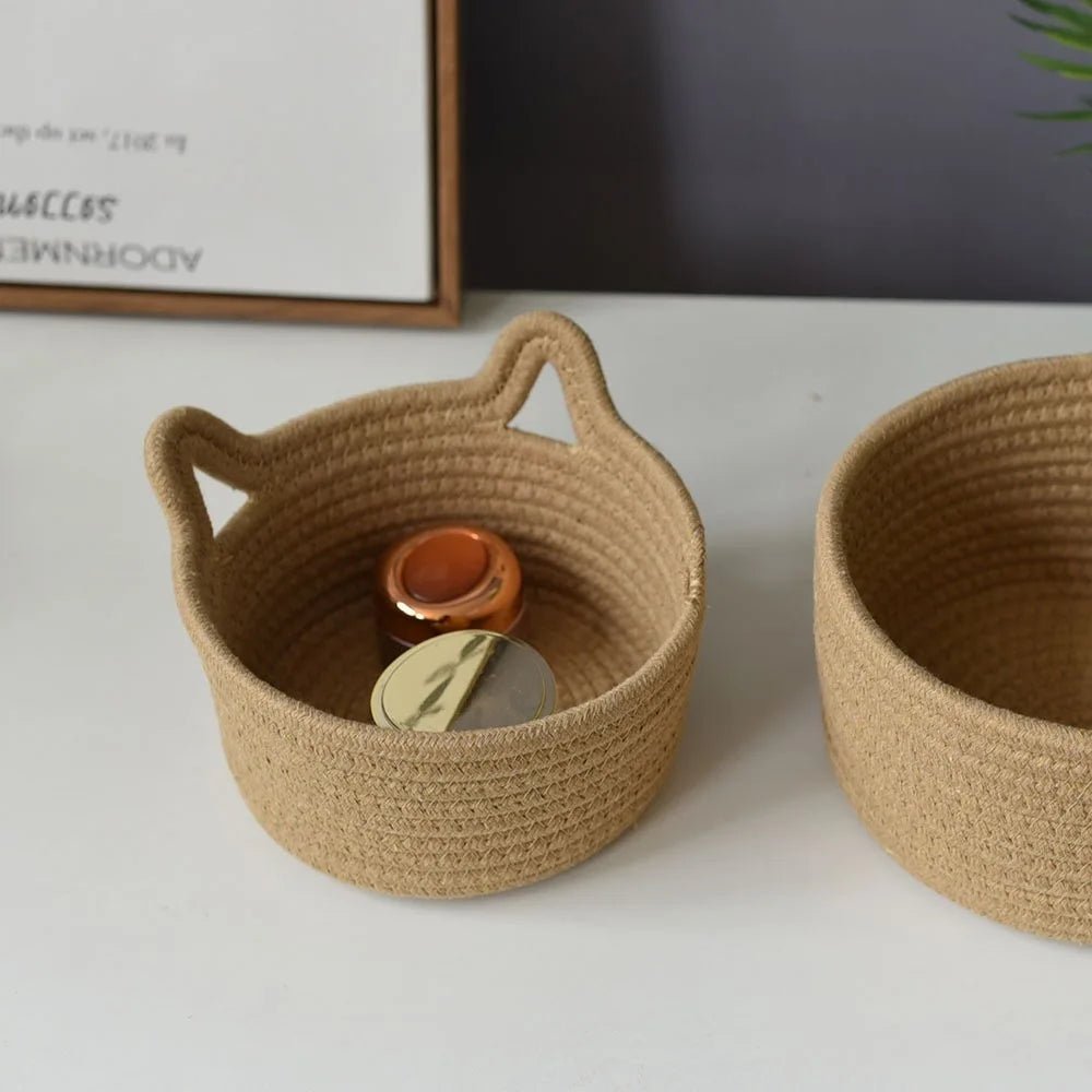 Féline Panier de Rangement en Forme de Chat pour Bureau et Maison, range petits objets et jouets de chat - Hommfer