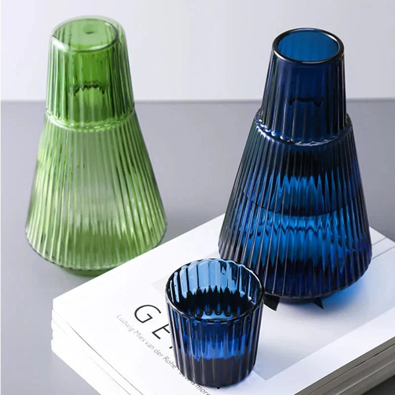 Hommfer – Carafe et Tasse Plissées en Verre Borosilicaté pour la Cuisine