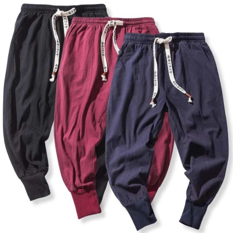 Hommfer - Akio Men's Japanese-Inspired Harem Pants in Breathable Cotton Blend for Everyday Comfort - Hommfer