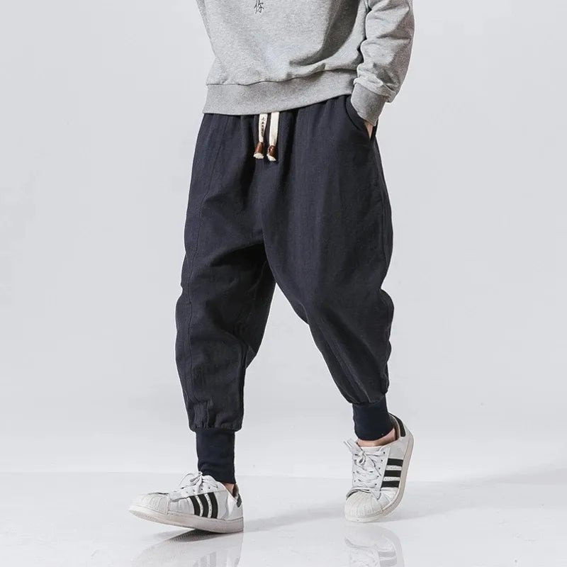 Hommfer - Akio Men's Japanese-Inspired Harem Pants in Breathable Cotton Blend for Everyday Comfort - Hommfer
