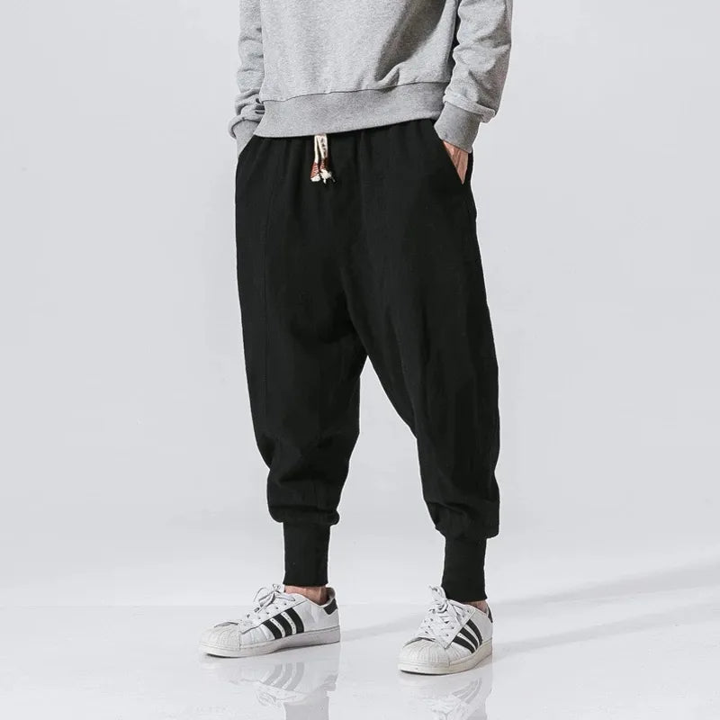 Hommfer - Akio Men's Japanese-Inspired Harem Pants in Breathable Cotton Blend for Everyday Comfort - Hommfer