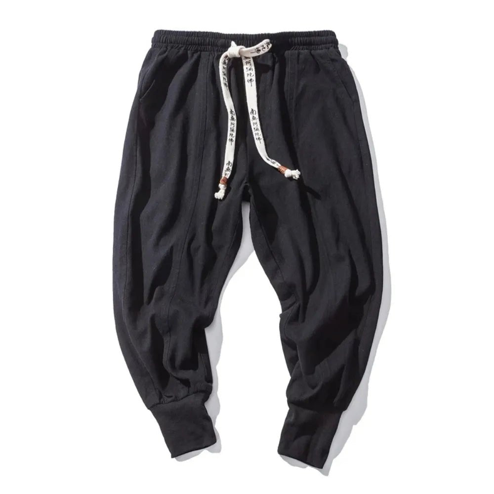 Hommfer - Akio Men's Japanese-Inspired Harem Pants in Breathable Cotton Blend for Everyday Comfort - Hommfer