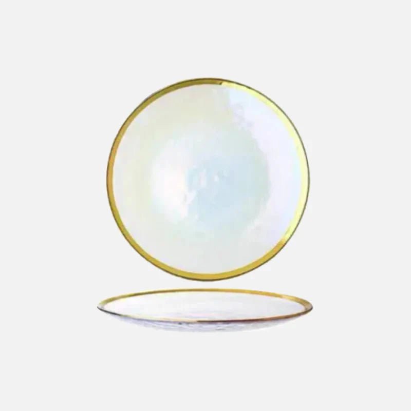 Hommfer – Assiette en Verre avec Bol et Bord Doré - Hommfer