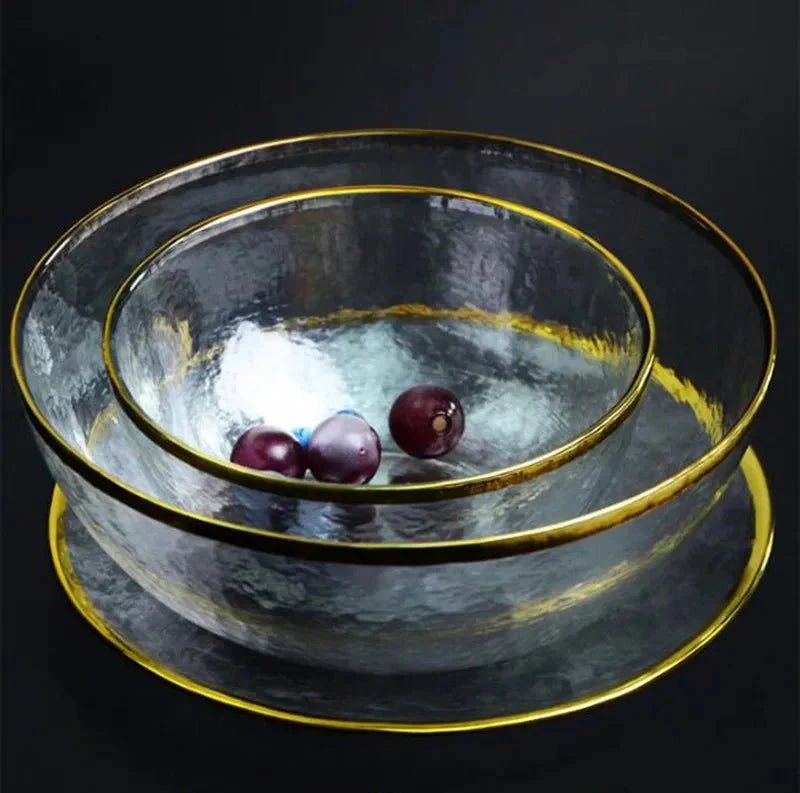 Hommfer – Assiette en Verre avec Bol et Bord Doré - Hommfer