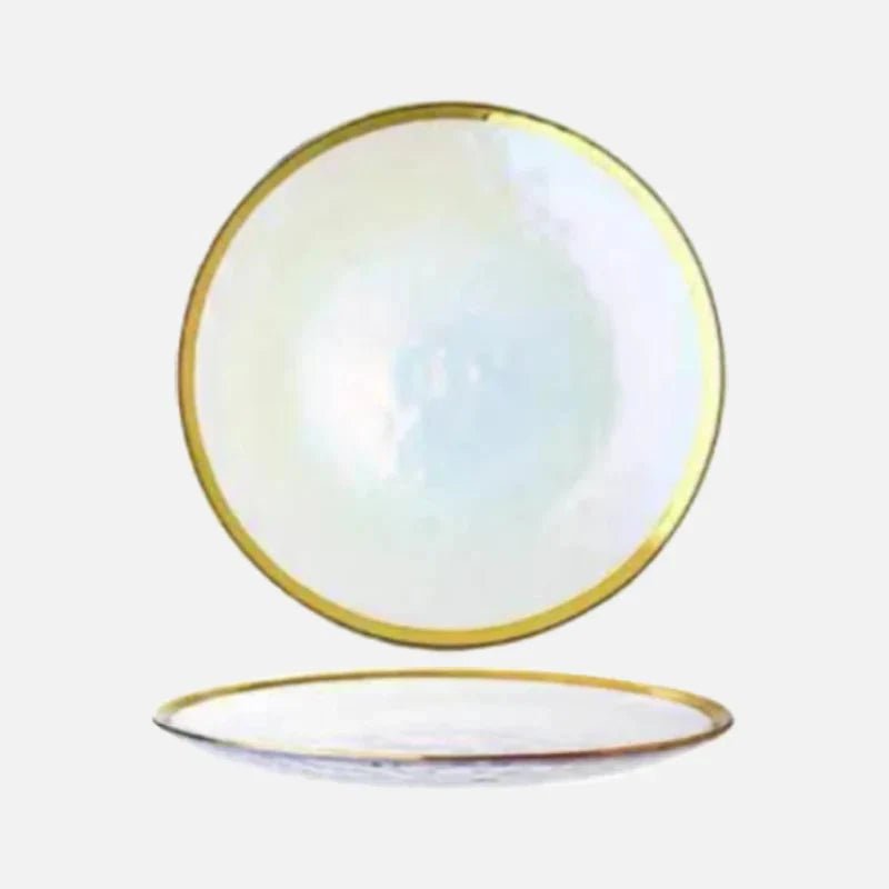 Hommfer – Assiette en Verre avec Bol et Bord Doré - Hommfer