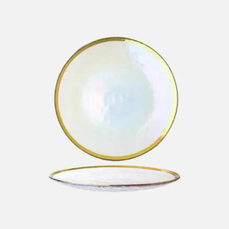 Hommfer – Assiette en Verre avec Bol et Bord Doré - Hommfer