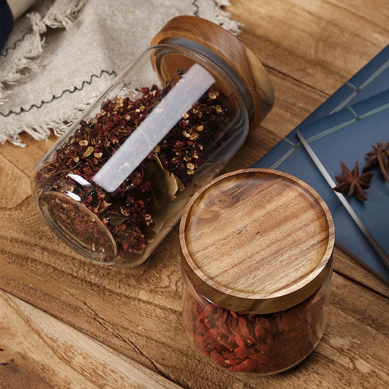 Hommfer – Bocaux en Verre Empilables avec Couvercle en Bois - Hommfer