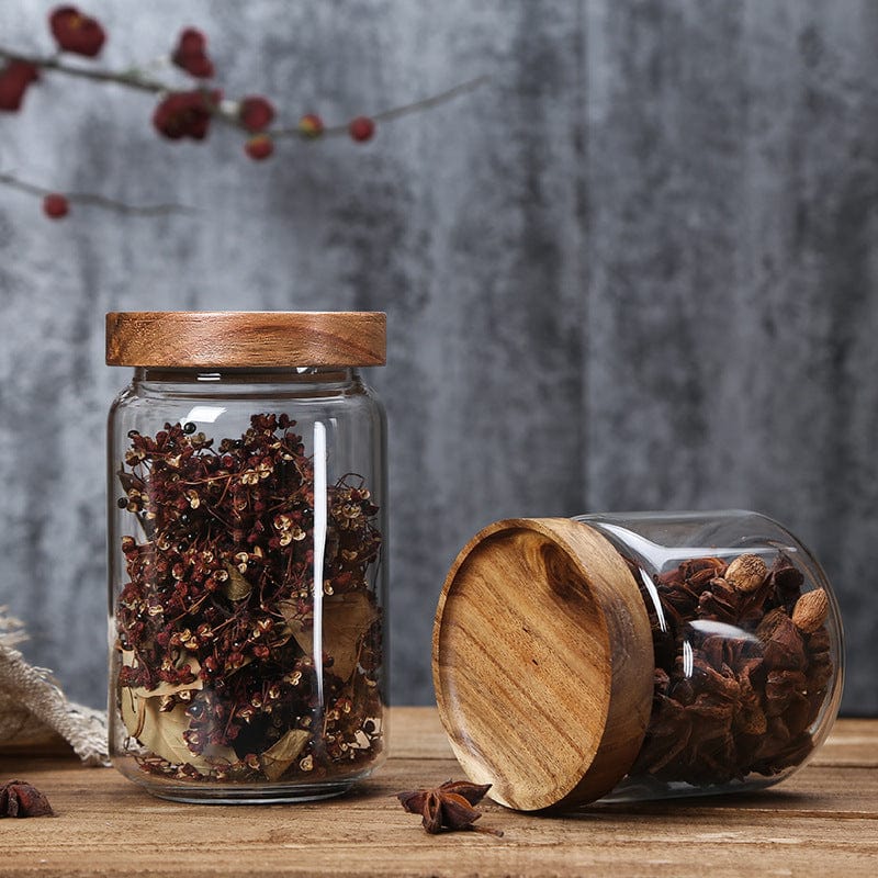 Hommfer – Bocaux en Verre Empilables avec Couvercle en Bois - Hommfer