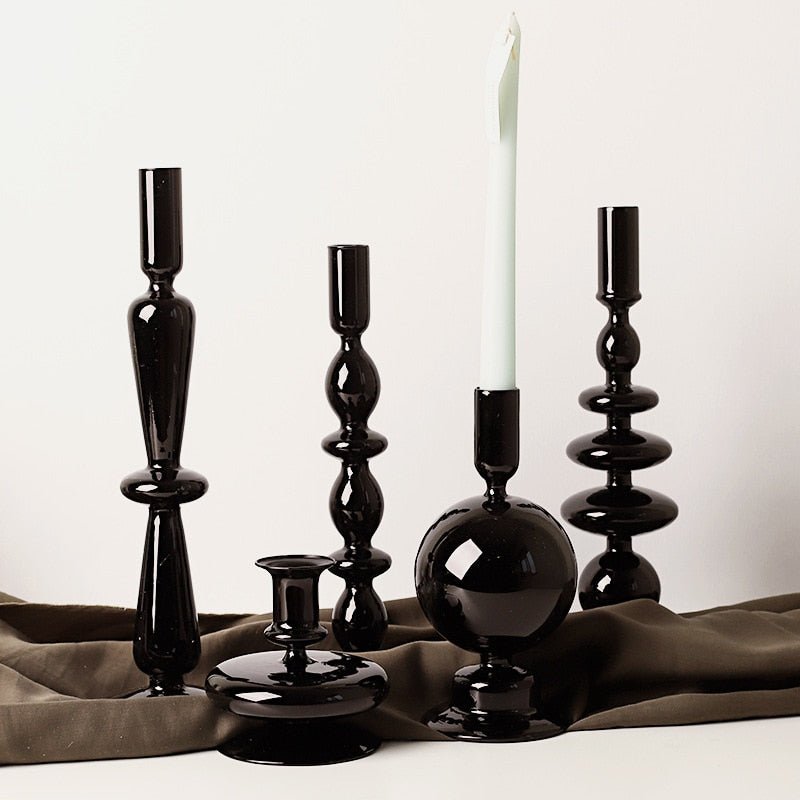 Hommfer – Bougeoirs Élégants en Verre Noir - Hommfer