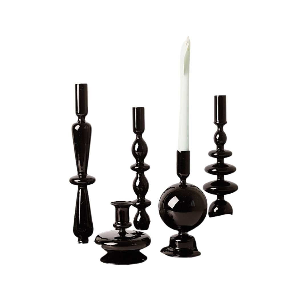 Hommfer – Bougeoirs Élégants en Verre Noir - Hommfer