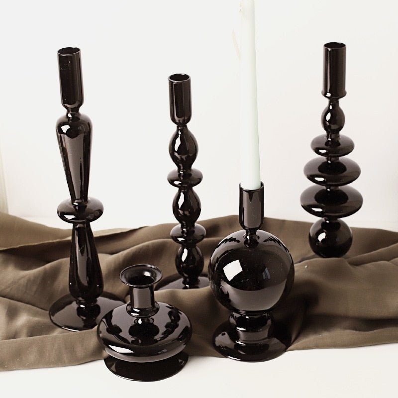 Hommfer – Bougeoirs Élégants en Verre Noir - Hommfer