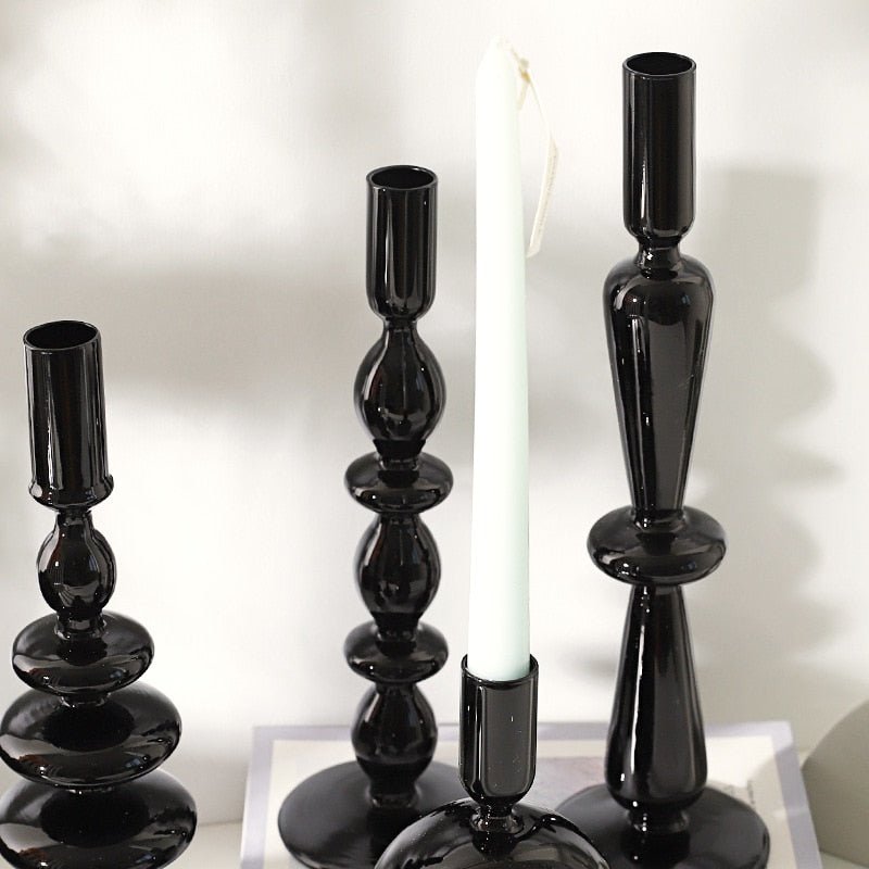 Hommfer – Bougeoirs Élégants en Verre Noir - Hommfer
