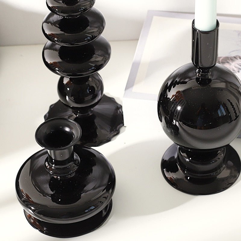 Hommfer – Bougeoirs Élégants en Verre Noir - Hommfer
