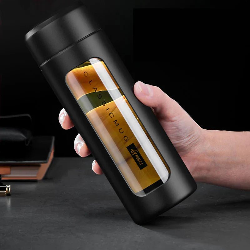 Hommfer – Bouteille en Verre Double Paroi avec Couvercle Isotherme - Hommfer