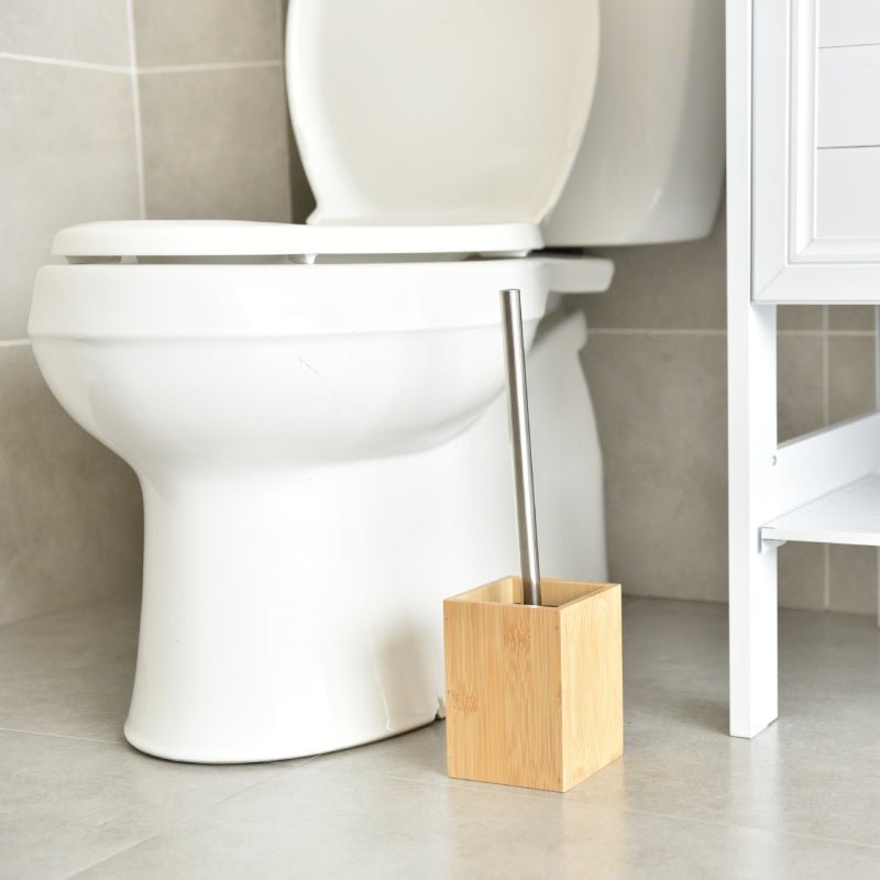 Hommfer – Brosse de Toilette en Bambou avec Manche en Acier Inoxydable - Hommfer