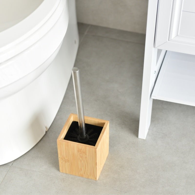 Hommfer – Brosse de Toilette en Bambou avec Manche en Acier Inoxydable - Hommfer