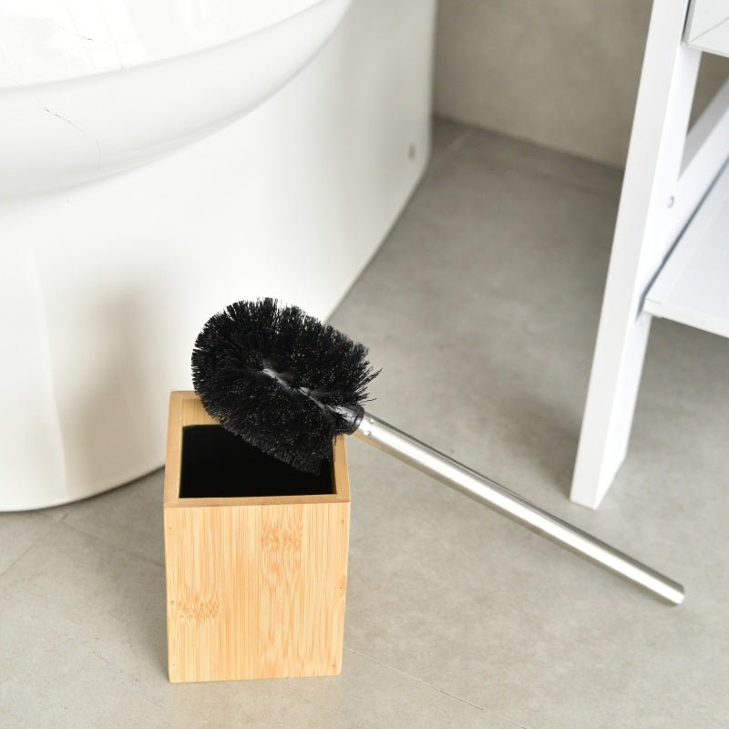 Hommfer – Brosse de Toilette en Bambou avec Manche en Acier Inoxydable - Hommfer