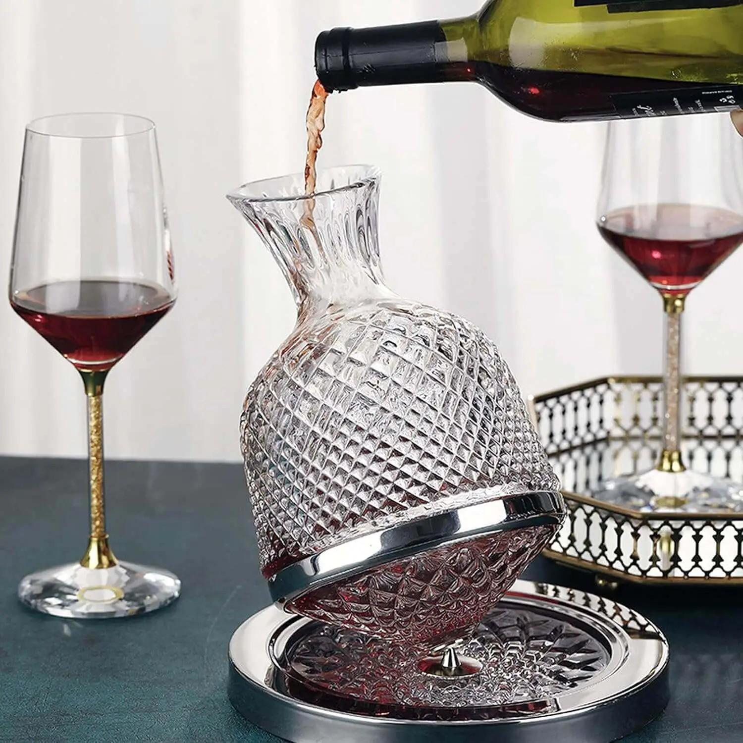 Hommfer – Carafe à décanter rotative et élégante en cristal - Hommfer
