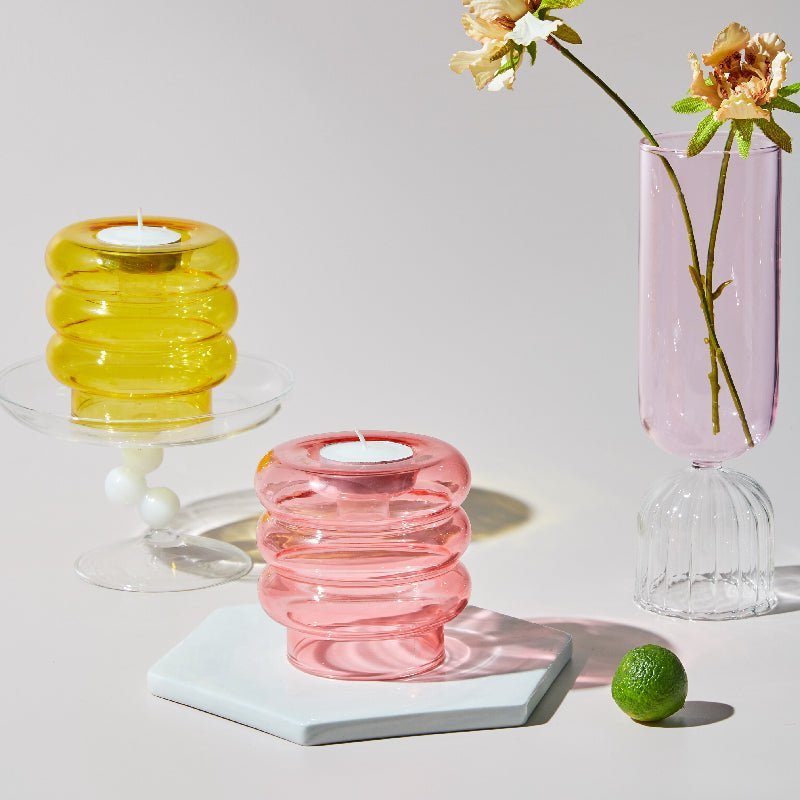 Hommfer – Centre de Table en Verre Abstrait avec Bougeoir et Photophore - Hommfer