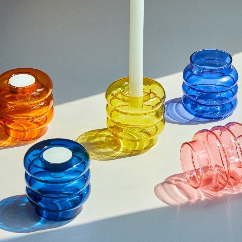 Hommfer – Centre de Table en Verre Abstrait avec Bougeoir et Photophore - Hommfer