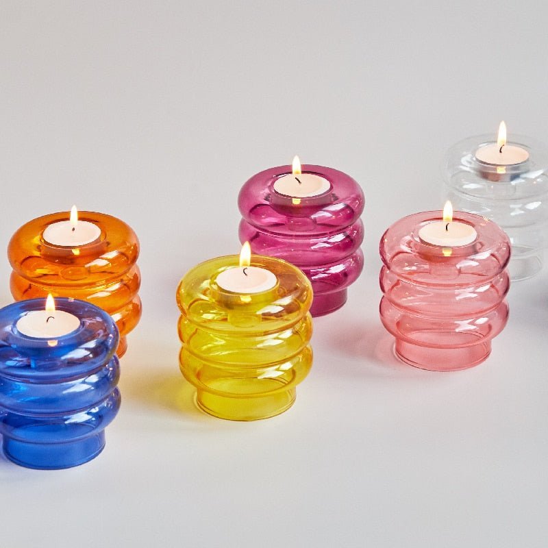 Hommfer – Centre de Table en Verre Abstrait avec Bougeoir et Photophore - Hommfer