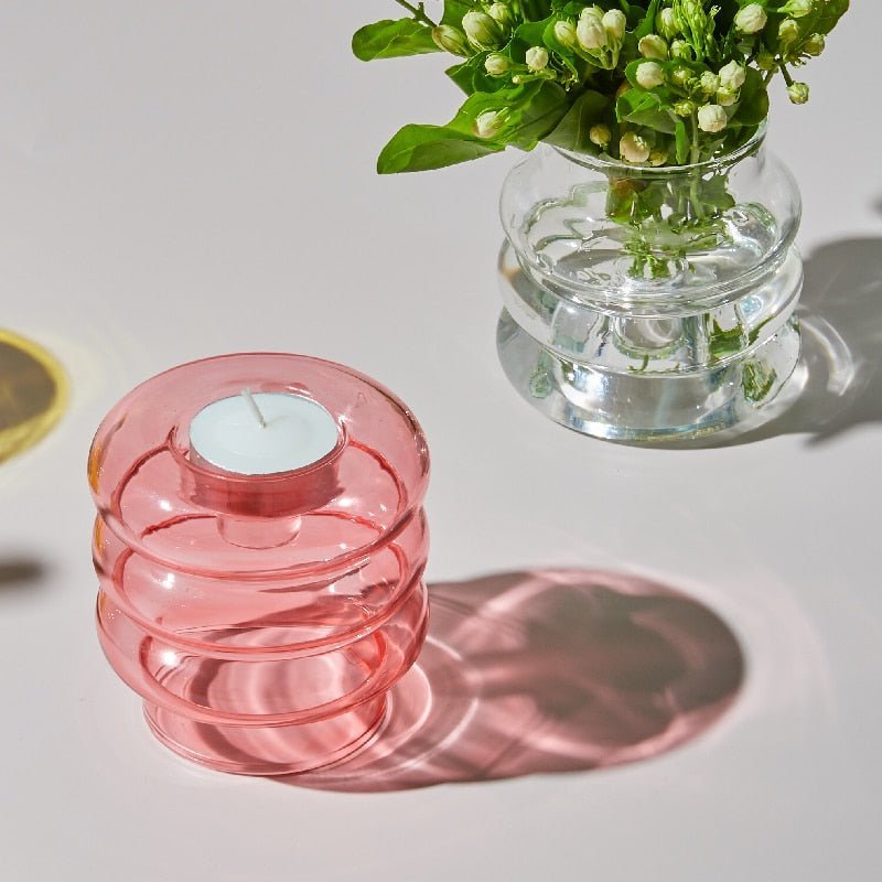 Hommfer – Centre de Table en Verre Abstrait avec Bougeoir et Photophore - Hommfer