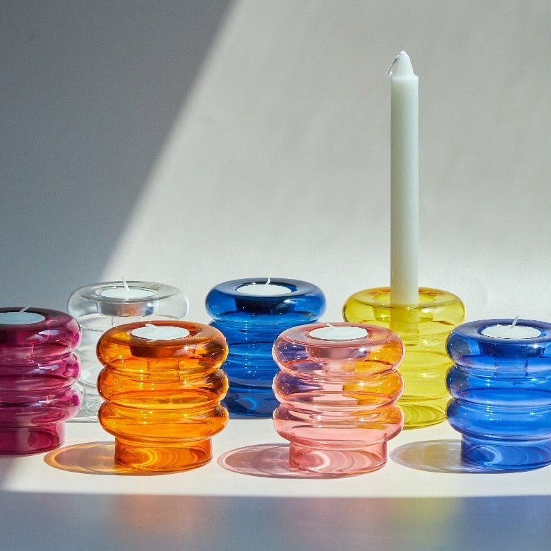 Hommfer – Centre de Table en Verre Abstrait avec Bougeoir et Photophore - Hommfer