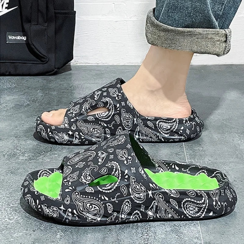 Hommfer - Claquettes Homme Paisley - Semelle Antidérapante & Confort Mousse - Hommfer