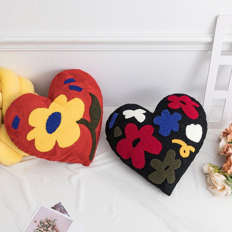 Hommfer – Coussin Brodé avec Fleur en Peluche - Hommfer