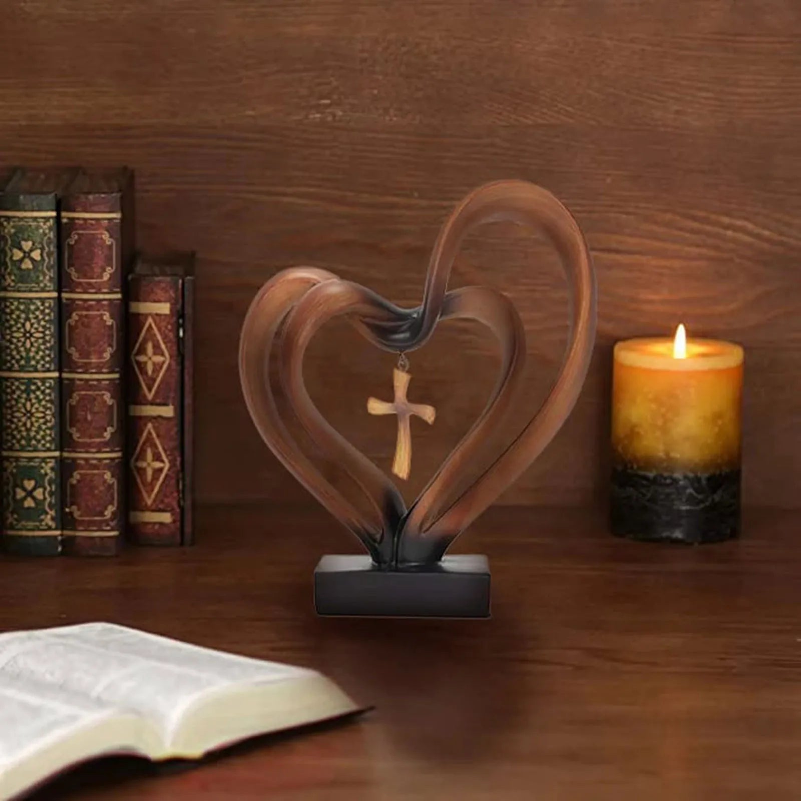 Hommfer – Décoration de Table Cœur Entrelacé et Croix - Hommfer