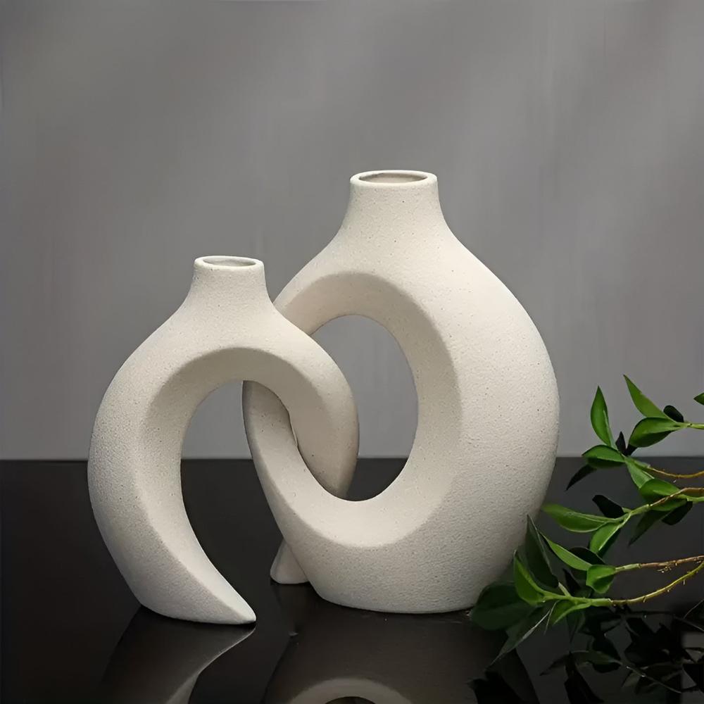 Hommfer - Duo de Vases en Céramique Abstraite Moderne - Hommfer