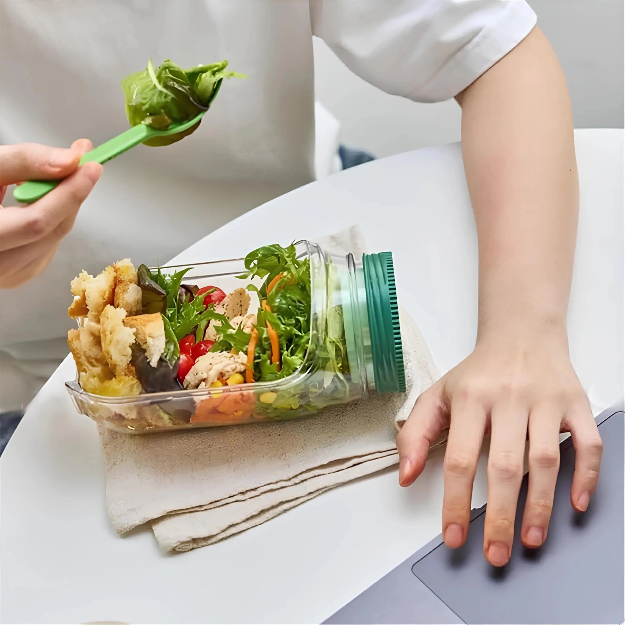 Hommfer – Élégant Bocal à Salade en Verre Transparent - Hommfer