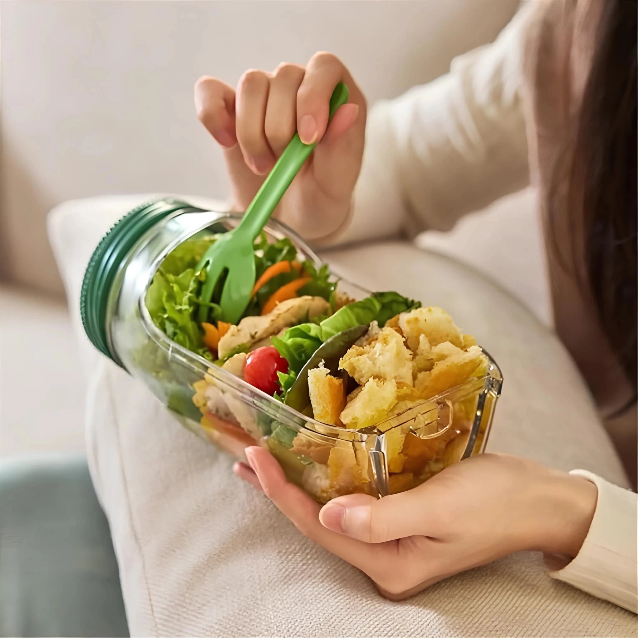 Hommfer – Élégant Bocal à Salade en Verre Transparent - Hommfer