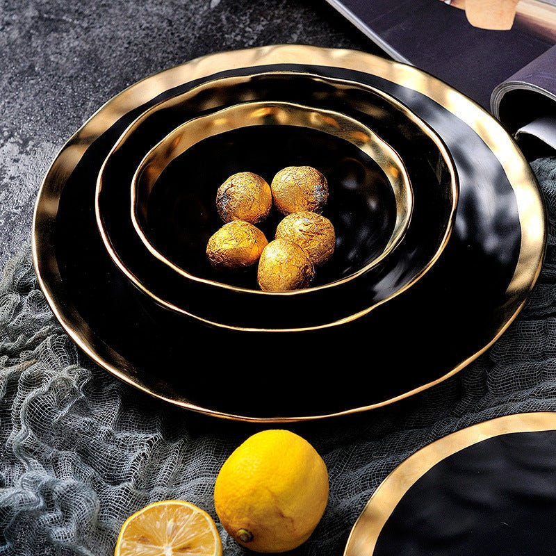 Hommfer – Élégante Assiette en Porcelaine à Bord Doré - Hommfer