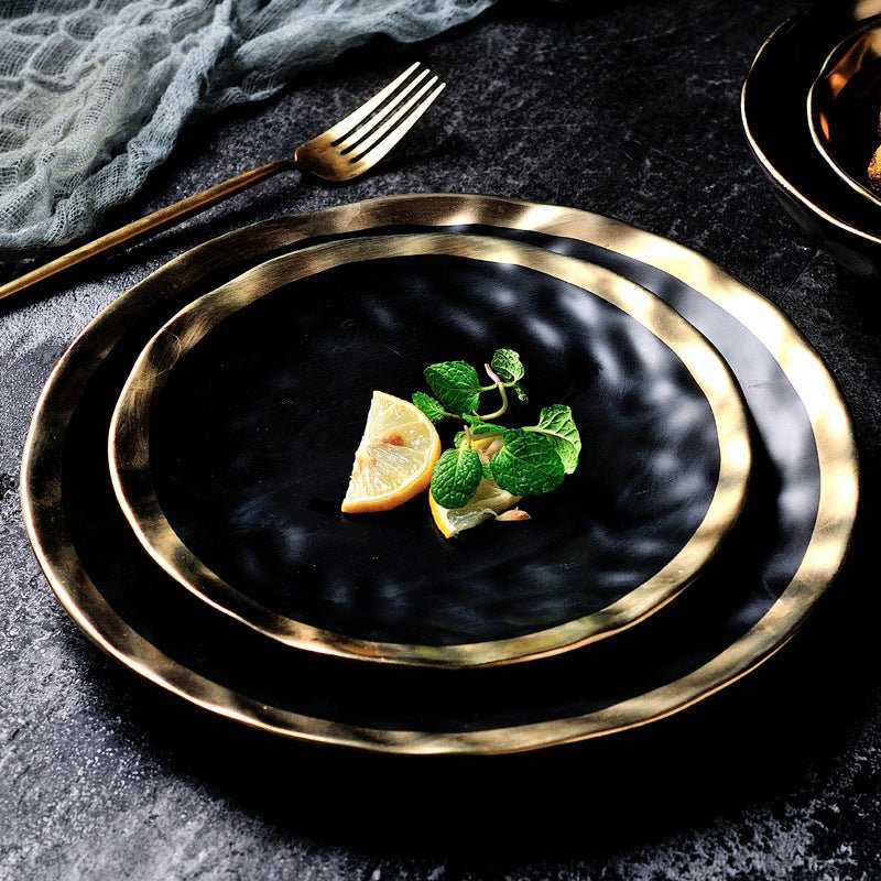 Hommfer – Élégante Assiette en Porcelaine à Bord Doré - Hommfer