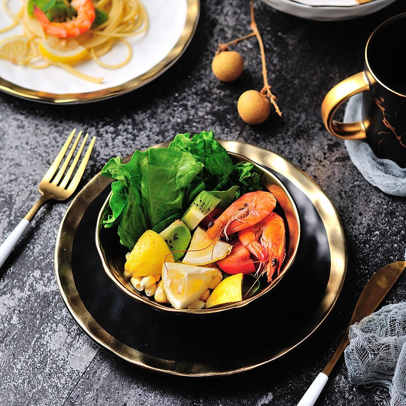 Hommfer – Élégante Assiette en Porcelaine à Bord Doré - Hommfer