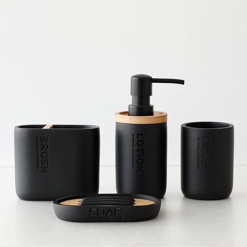 Hommfer – Ensemble d’Accessoires de Salle de Bain en Résine et Bois - Hommfer