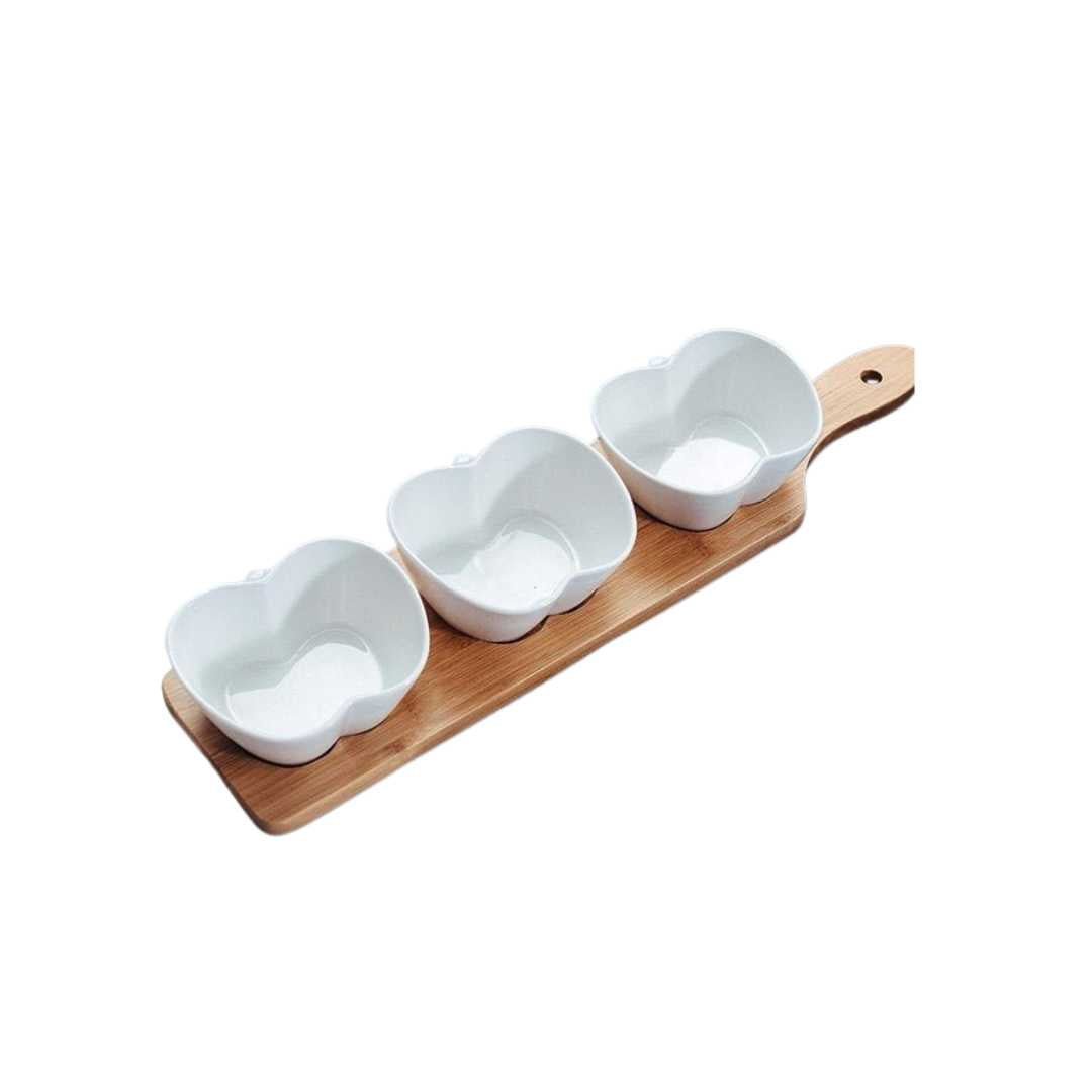 Hommfer – Ensemble de 3 Coupelles à Snacks avec Plateau en Bois - Hommfer