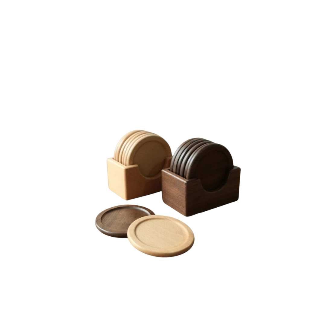 Hommfer – Ensemble de 6 Dessous de Verre en Bois avec Support - Hommfer