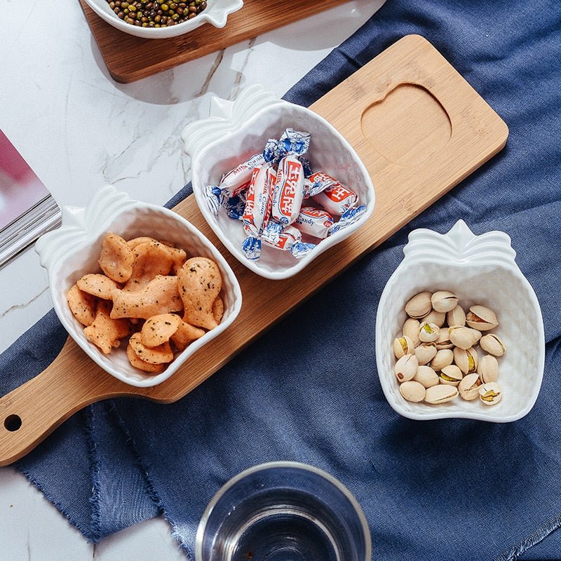 Hommfer – Ensemble de Bols à Snacks | 3 Pièces avec Plateau en Bois - Hommfer