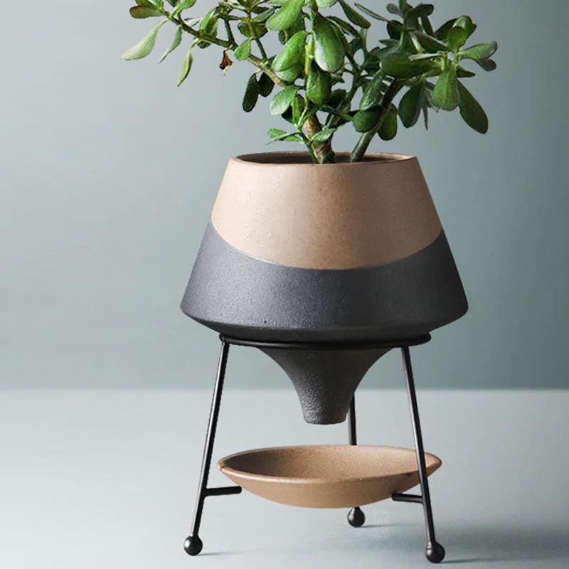 Hommfer - Ensemble de Cache - Pot en Cascade avec Soucoupe en Terre Cuite - Hommfer