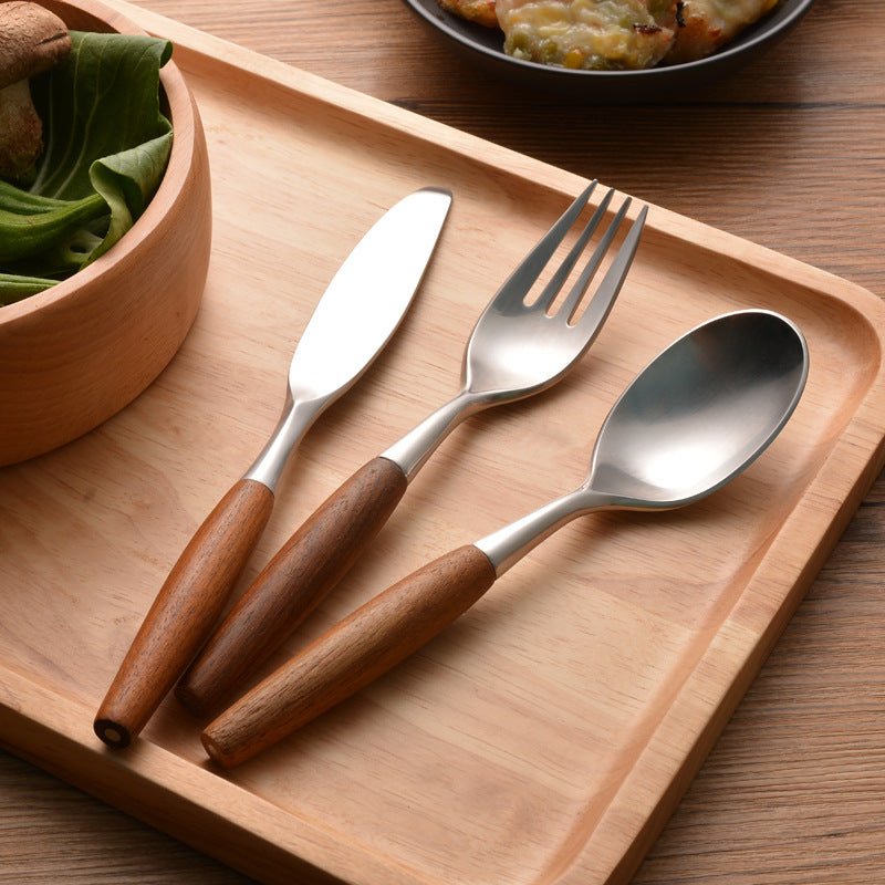 Hommfer – Ensemble de Couverts en Bois Naturel et Acier Inoxydable - Hommfer