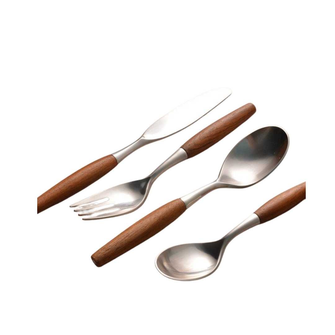Hommfer – Ensemble de Couverts en Bois Naturel et Acier Inoxydable - Hommfer