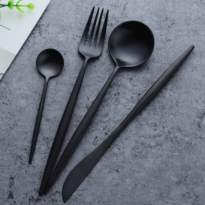 Hommfer – Ensemble de Couverts Noirs Élégants pour la Cuisine - Hommfer