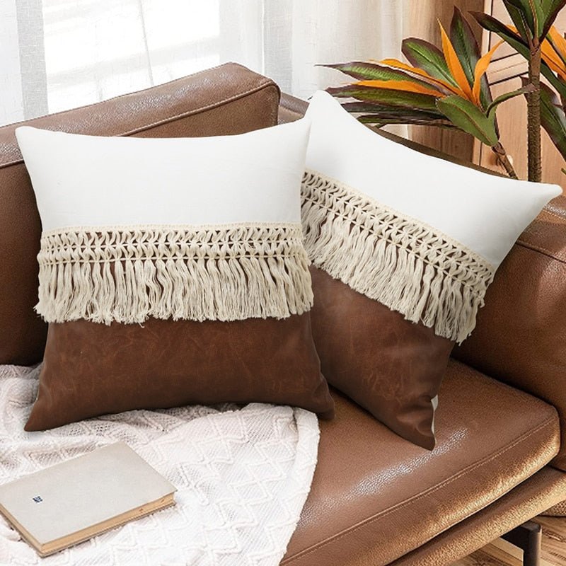Hommfer – Ensemble de housses de coussin bohèmes à pompons en tissu doux et résistant - Hommfer