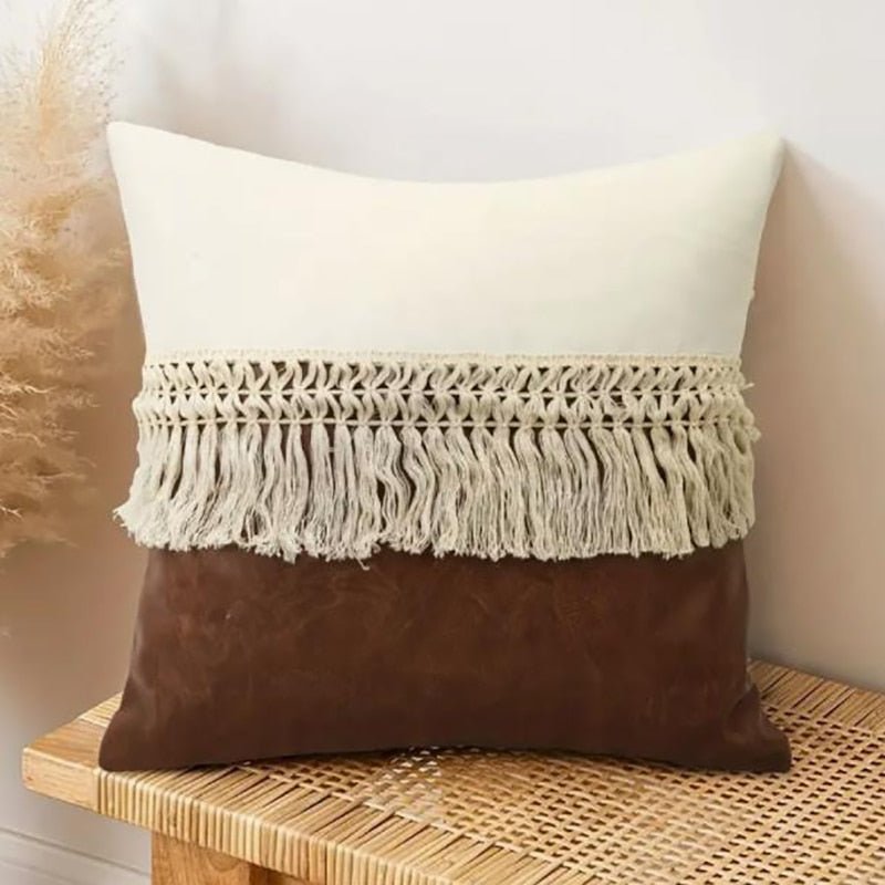 Hommfer – Ensemble de housses de coussin bohèmes à pompons en tissu doux et résistant - Hommfer