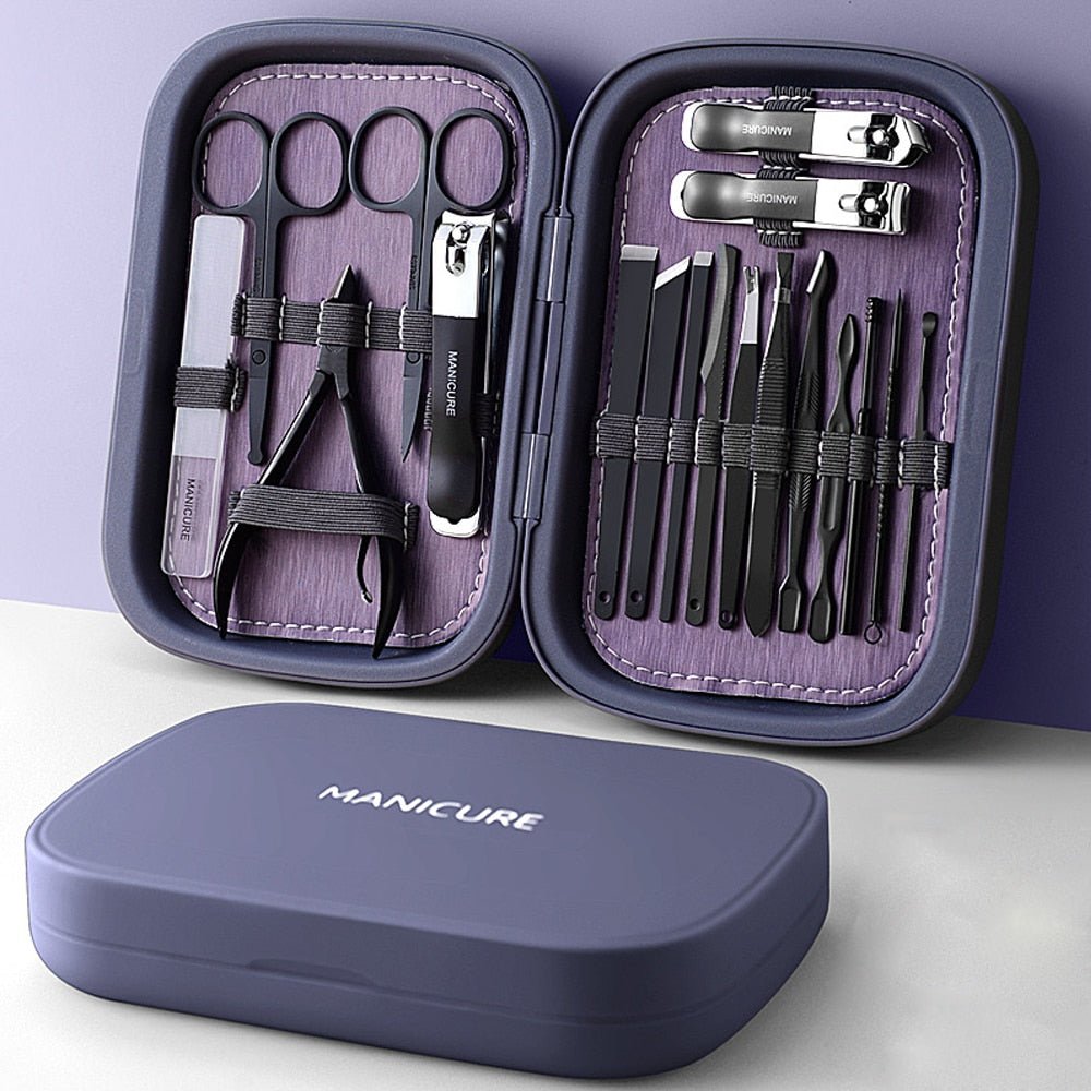 Hommfer – Ensemble de manucure, pédicure et soins 18 pièces avec étui de voyage compact - Hommfer