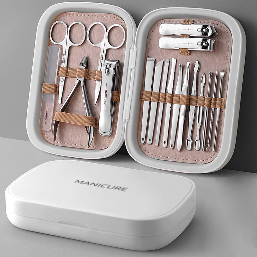 Hommfer – Ensemble de manucure, pédicure et soins 18 pièces avec étui de voyage compact - Hommfer