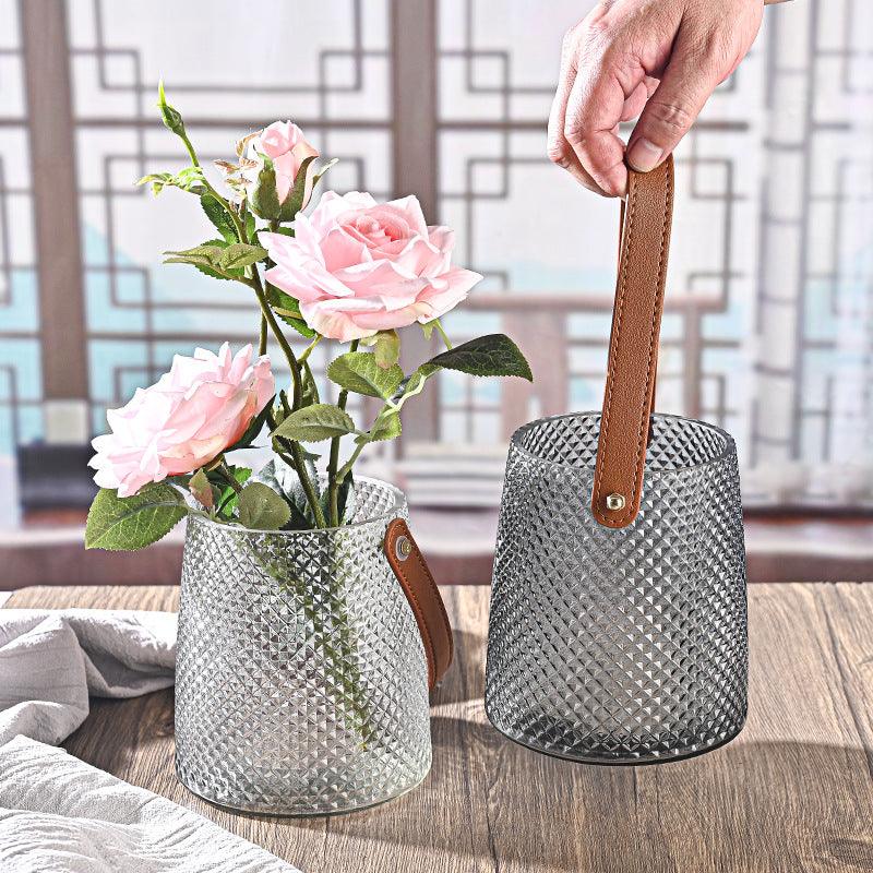 Hommfer – Ensemble de Vases Créatifs en Verre avec Anse en Cuir - Hommfer